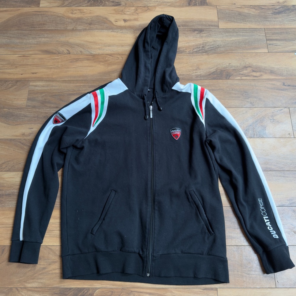 Ducati Corse Official Racing Full Zip Up Hoodie | Black, Size XL | Racing/Sports